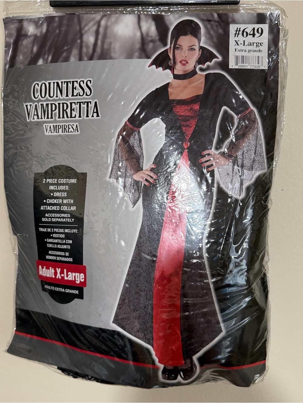 Countess Vampiretta Black and Red Costume Dress - Adult X-Large